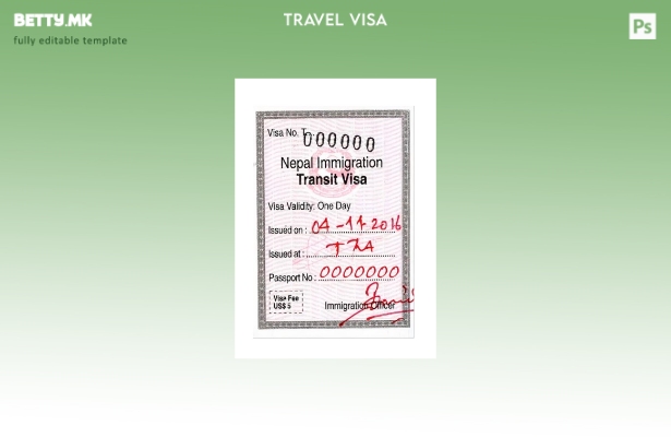 Модерен стил шаблон за имиграциска виза во Непал